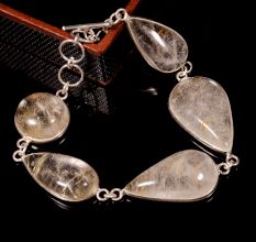 Golden Rutile stone bracelet for women, Brass silver plated bracelet for women, handmade jewelry